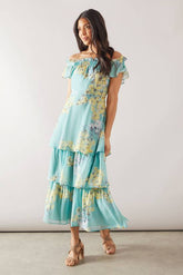 Off-Shoulder Tiered Midaxi Dress