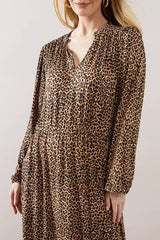 Leopard Collarless Viscose Jersey Midaxi Dress