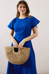 Pleated Detail Midi Dress