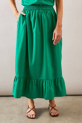 Cotton Frill Hem Midi Skirt