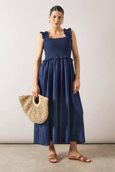 Broderie Ruffle Midi Dress