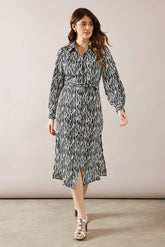 Zebra Print Belted Shirt Dress