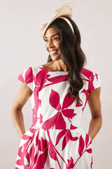 Floral Ottoman Fit & Flare Midi Dress