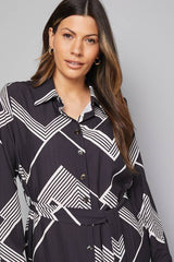 Stripe Button Through Midi Shirt Dress