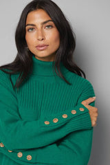 Rib Panel Button Sleeve Jumper