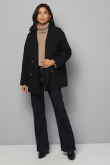Mid Length Shawl Collar Double Breasted Coat