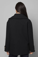 Mid Length Shawl Collar Double Breasted Coat