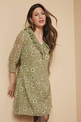 Floral Ruffle Detail Shift Dress