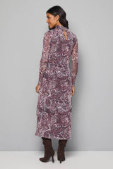 Animal Mesh Ruched Midaxi Dress