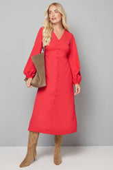 Petite Crepe Button Front Midaxi Dress