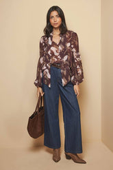 Floral Tie Neck Blouse