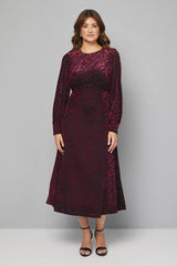 Devore Drop Hem Midi Dress