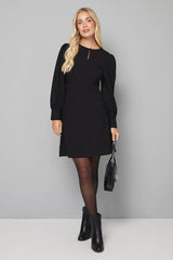 Petite Viscose Ponte Keyhole Detail Shift Dress