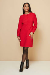Petite Viscose Ponte Keyhole Detail Shift Dress