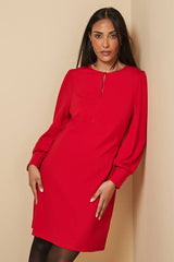 Petite Viscose Ponte Keyhole Detail Shift Dress
