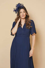Chiffon Pleated Sleeve Midi Dress