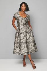 Jacquard Seam Detail Midi Dress