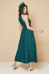 Floral Jacquard Halterneck Midaxi Dress