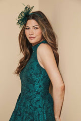 Floral Jacquard Halterneck Midaxi Dress