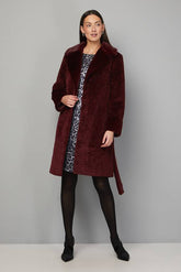 Textured Fur Midi Coat