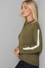 Petite Contrast Collar Knitted Jumper