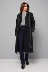 Contrast Detail Belted Coat