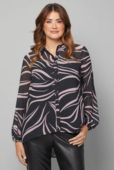 Black Swirl High Low Hem Longline Shirt