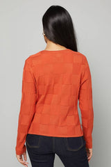 Petite Rust Stitch Detail Cardigan
