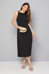 Jersey Trim Detail Midi Dress