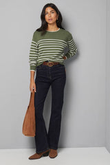 Crew Neck Stripe Knitted Top