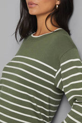 Crew Neck Stripe Knitted Top