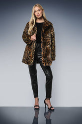 Petite Leopard Faux Fur Coat