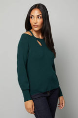 Petite Keyhole Detail Knitted Top
