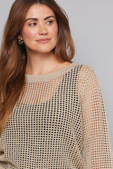 Crochet Metallic Crew Neck Jumper