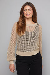 Crochet Metallic Crew Neck Jumper
