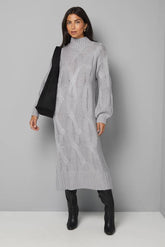 Relaxed Chunky Cable Midi Knitted Dress