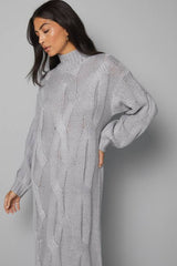 Relaxed Chunky Cable Midi Knitted Dress
