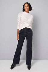 Glitter Pointelle High Neck Jumper