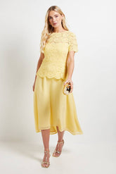 Petite Lace Overlay Midi Dress