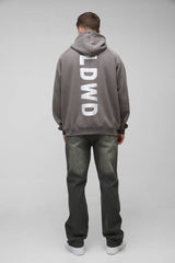 Tall Oversized Raglan Satin Applique WRLDWD Zip Thru Hoodie