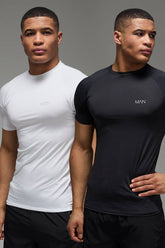 Man Active Muscle Fit Raglan Performance Gym T-Shirt 2 Pack