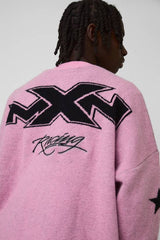 Oversized Brushed Moto Knitted Cardigan