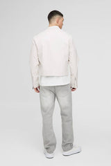 Boxy Homme PU Biker Jacket