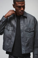 Oversized Washed Twill Stitch Detail Trucker Jacket