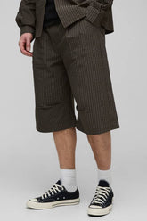 Tall Check Ripstop Pleat Knee Baggy Shorts