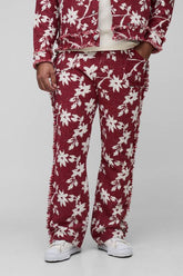Plus Floral Tapestry Stacked Flared Trousers