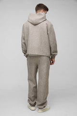 Tall Oversized Boucle Hooded Button Up Overshirt