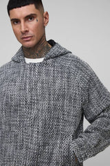 Tall Oversized Boucle Zip Up Hooded Jacket