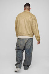 Plus Faux Suede Western Zip Up Boxy Oversized Jacket
