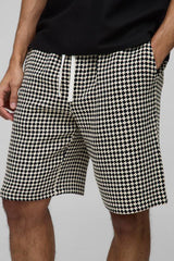 Elasticated Relaxed Fit Checkerboard Crochet Shorts